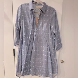 Anthropologie Blue Polka Dot Long Sleeve Dress